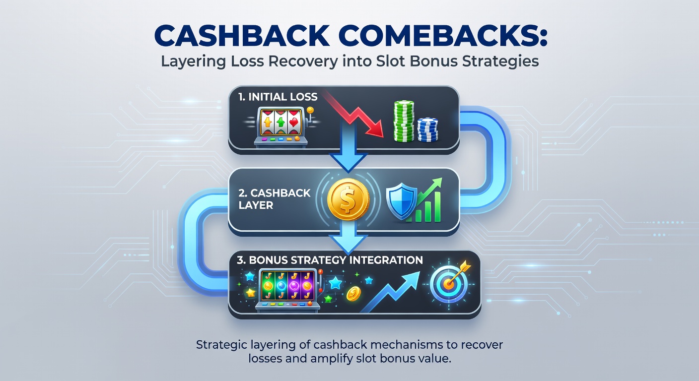 Player interface screenshot highlighting cashback progress bar alongside active bonus rounds and loss recovery credits accumulating