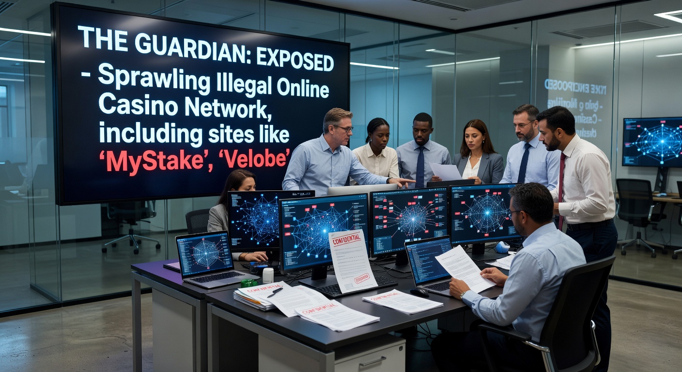 Collage of AI chatbot logos from Meta, Google, and others alongside warning icons for gambling addiction and illegal sites