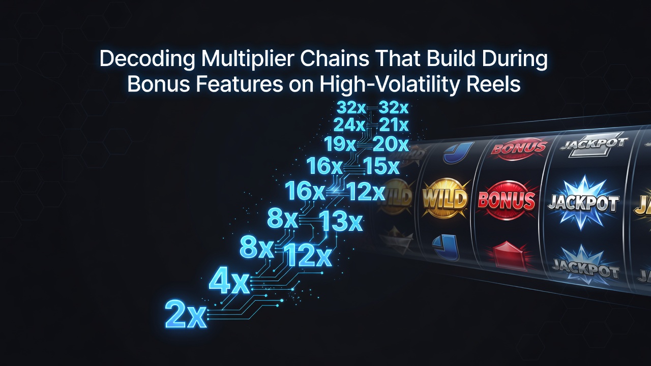 High-volatility slot reels displaying cascading symbols and accumulating multipliers during a bonus round