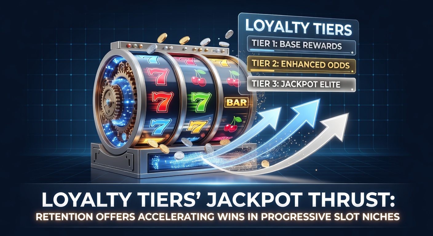 Players advancing through colorful loyalty tiers on a casino app screen, highlighting jackpot icons in progressive slots