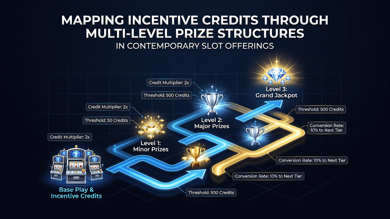 Flowchart illustrating credit mapping across bonus tiers and progressive pools