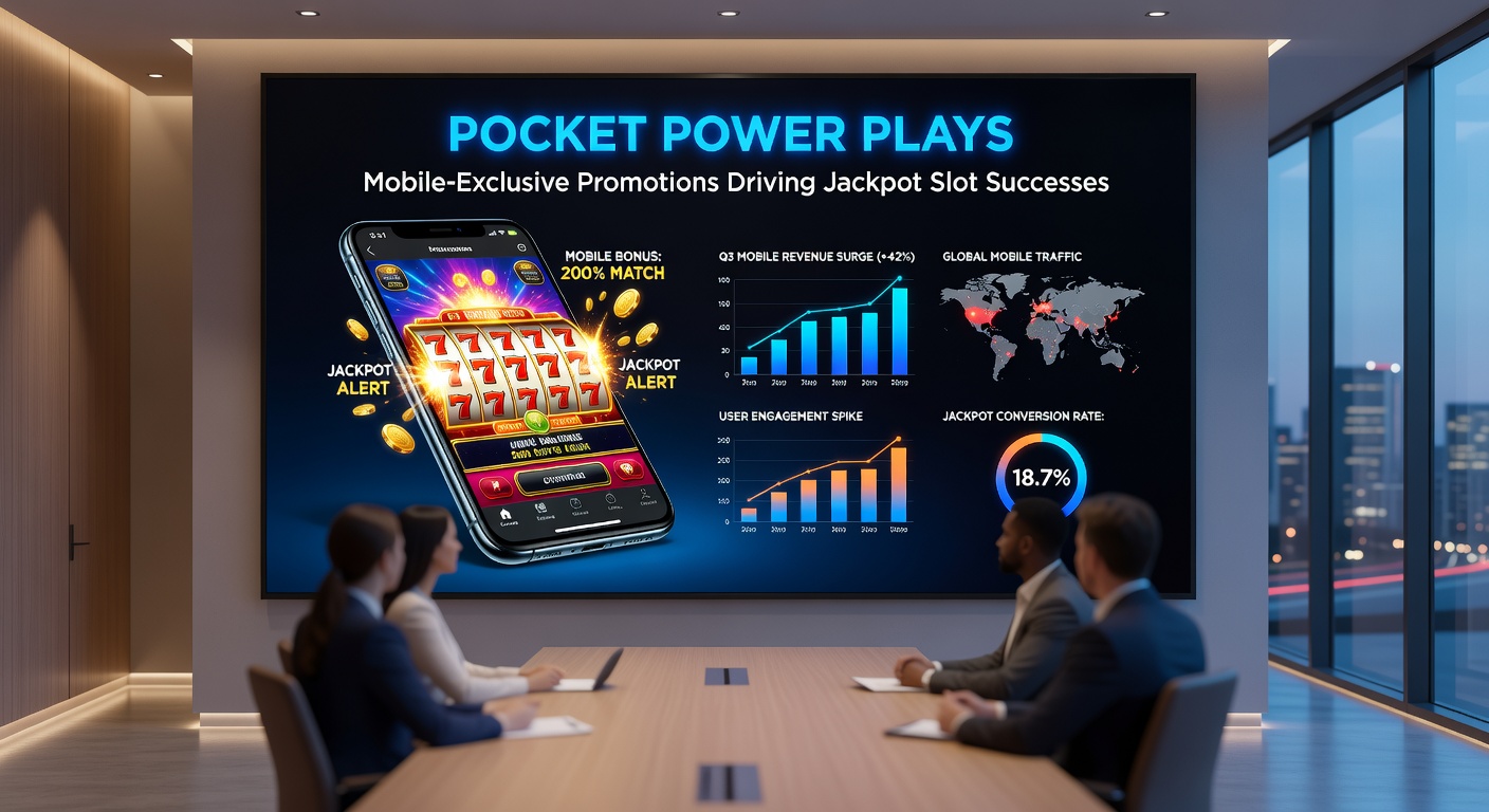 Close-up of hands holding a phone with a slot app open, showing a mobile-exclusive free spins offer activating a jackpot feature amid flashing lights and rising prize counters