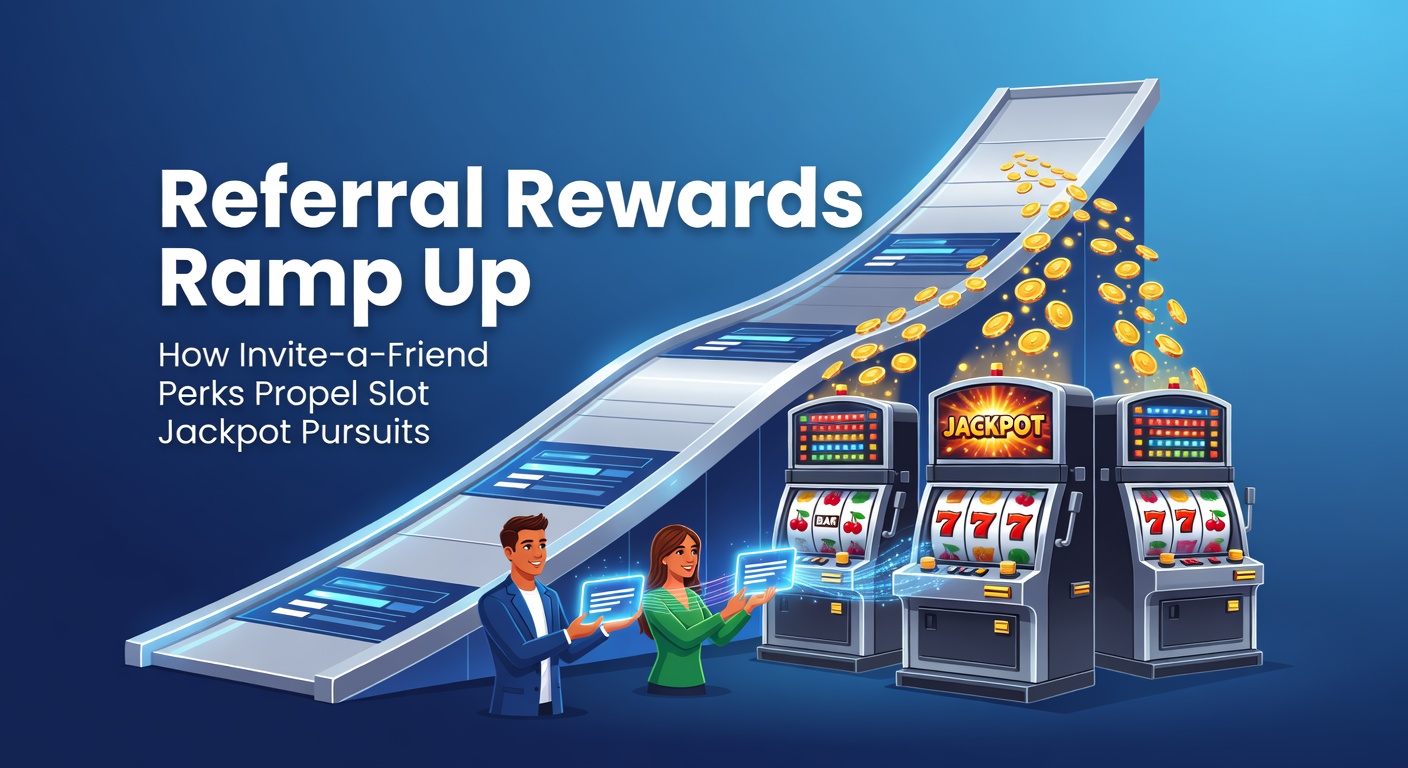 Group of excited players exchanging referral codes on mobile devices while spinning slots on vibrant casino screens