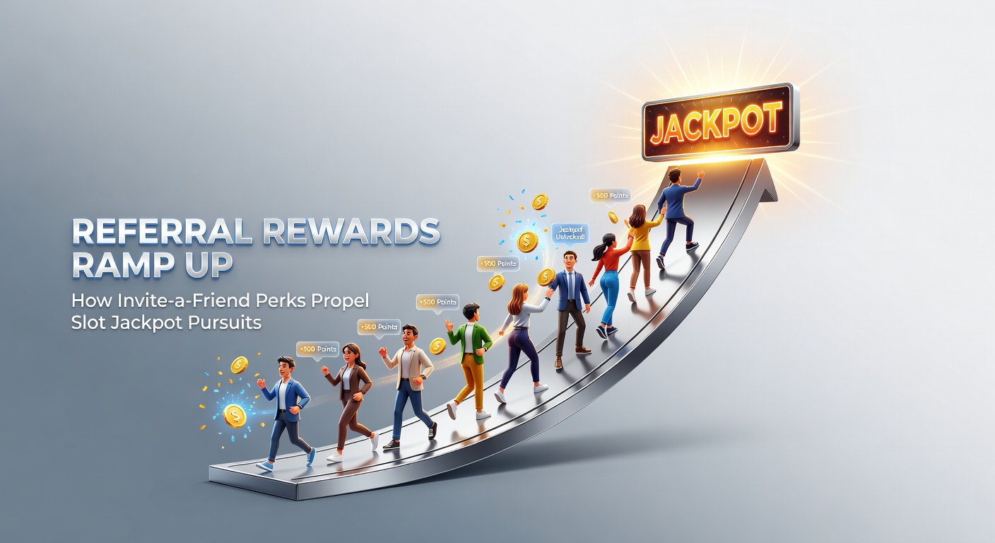 Screenshot of a casino dashboard showing successful referrals, bonus credits awarded, and a progressive jackpot meter nearing record highs