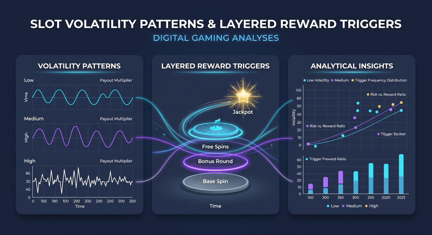 Analytical dashboard showing slot volatility curves intersecting with multi-stage reward trigger probability charts