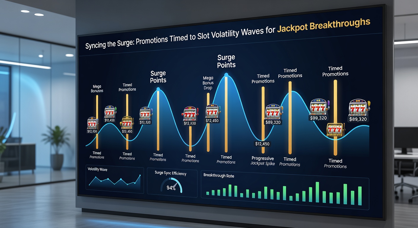Graph illustrating slot volatility waves overlaid with promotional deployment timelines leading to jackpot wins