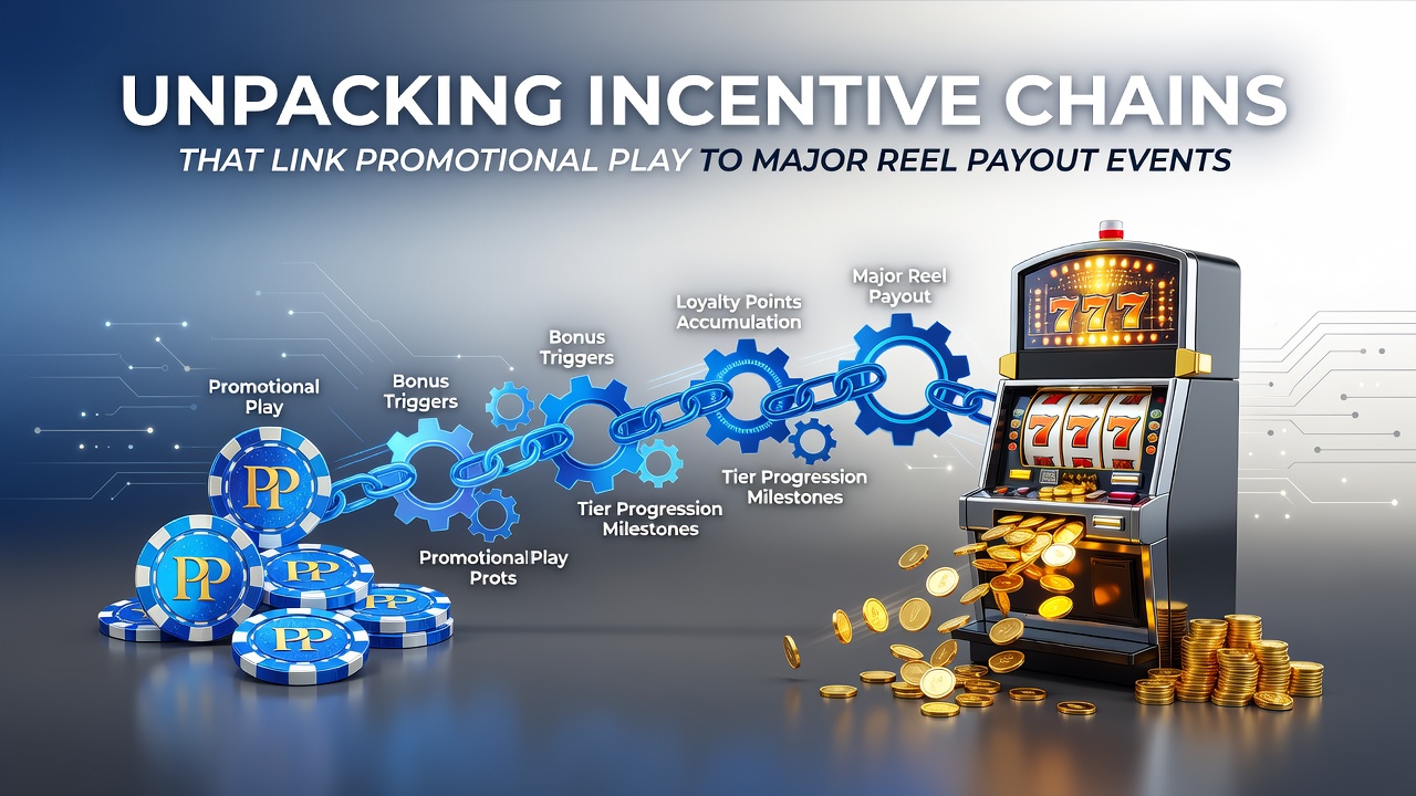 Diagram showing promotional bonus flows into slot machine reels and progressive jackpot triggers